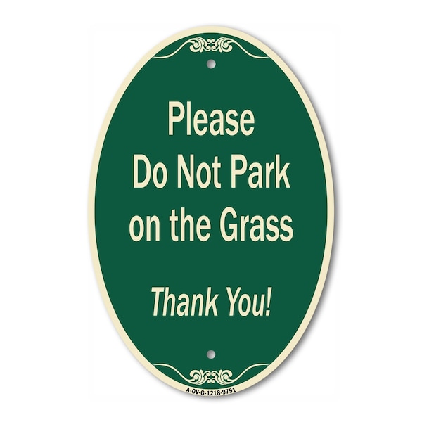 Signmission Please Do Not Park On The Grass Thank You!, 12 Inch X 18 Inch Designer, Heavy Gauge Aluminum A-OV-G-1218-9791 - main