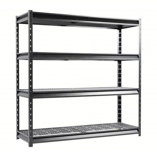 Zoro Select Atlas 4-Tier 72 in.W x 24 in.D x 72 in.H Heavy Duty Garage Shelving Load 8000 Lbs, Hammertone ATLAS 722472-4H2000 - main