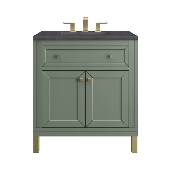 James Martin Vanities Chicago 30 in. Single Vanity, Smokey Celadon, w/ 3 CM Charcoal Soapstone Silestone Top 503-V30-SC-3CSP - main