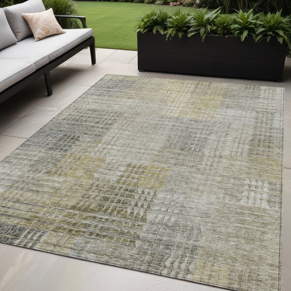 Homeroots 5' X 8' Taupe Beige And Brown Abstract Washable Indoor Outdoor Area Rug 588439 - main