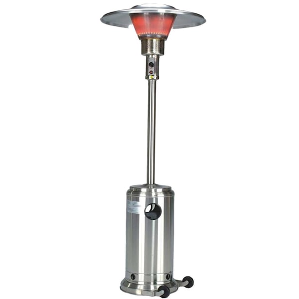 Homeroots 40000 BTU Silver Steel Propane Cylindrical Pole Standing Patio Heater 480585 - main