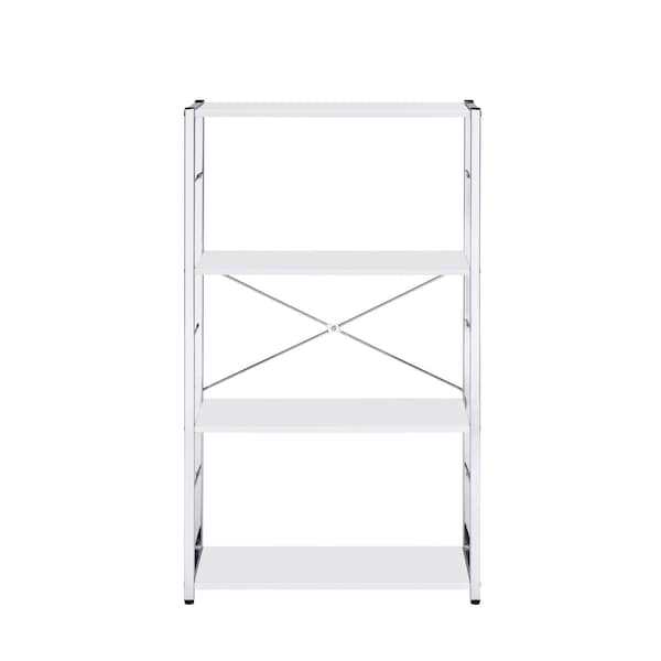 Homeroots 42" White And Silver Metal and Wood Four Tier Etagere Bookcase 486315 - main