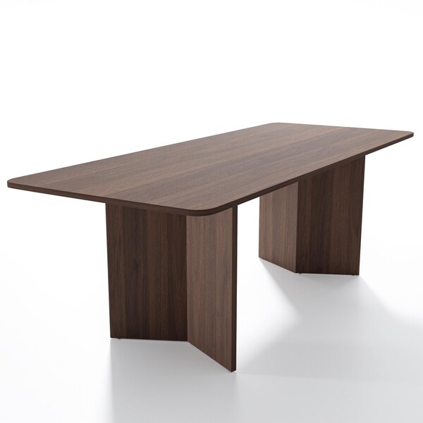 Homeroots 79" Brown Solid Wood Double Pedestal Base Dining Table 712193 - main
