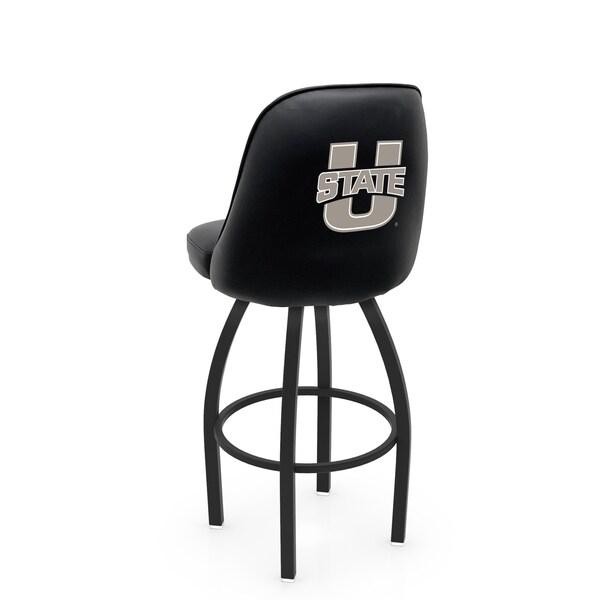 Holland Bar Stool Co Logo Grizzly Utah State 30 in. Swivel Bar Stool with Black Wrinkle Finish L048 - main