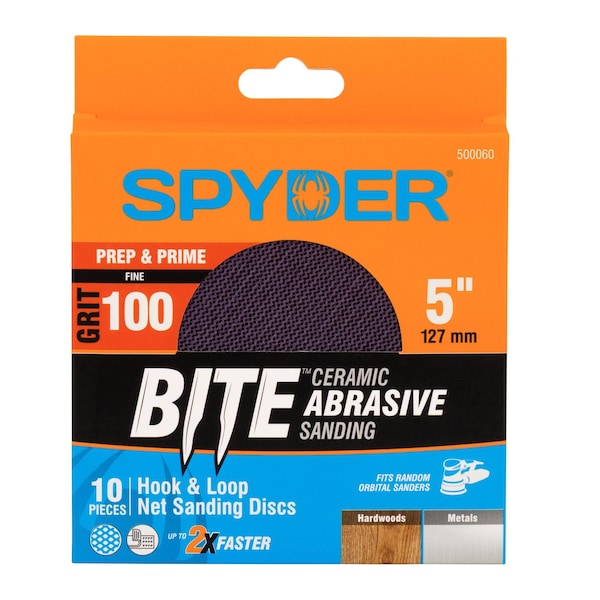 Spyder 5-Inch 100 Grit Ceramic Net Hook and Loop Sanding Discs, 10PK 500060 - main