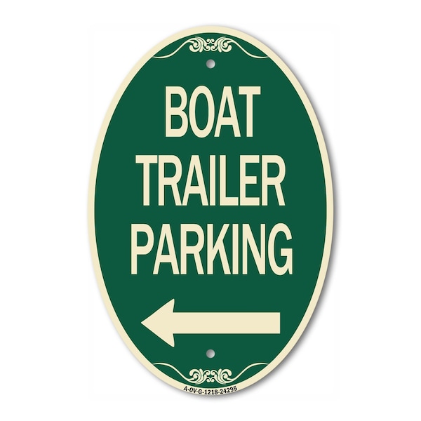 Signmission Boat Trailer Parking With Left Arrow Symbol, 12 In X 18 In Architectural, Heavy Gauge Aluminum A-OV-G-1218-24295 - main