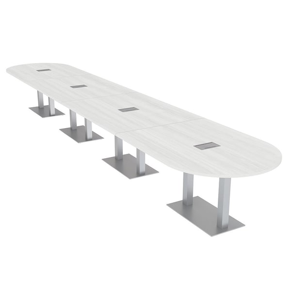 Skutchi Designs Racetrack Conference Table With Power Unit, 48 in W, 264 in L, White HAR-RAC-48X264-DOU-WA7976-ESIL - main
