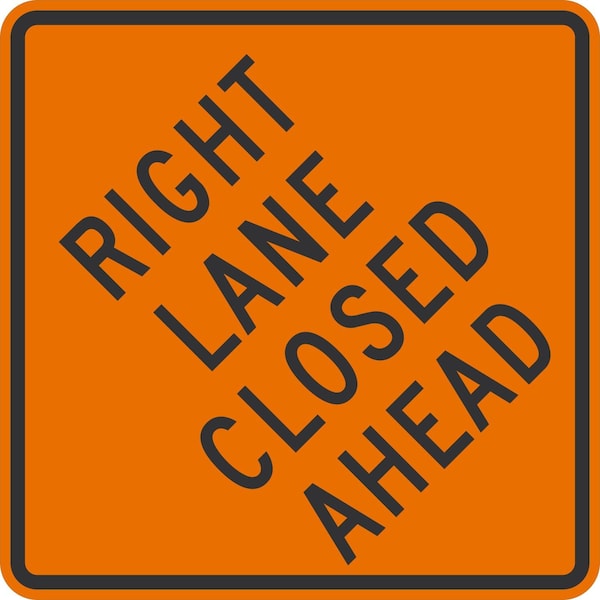 Lyle W9-3R, Right Lane Closed Ahead, 36x36, High Intensity Prismatic, Orange G-16352-HI_36x36 - main