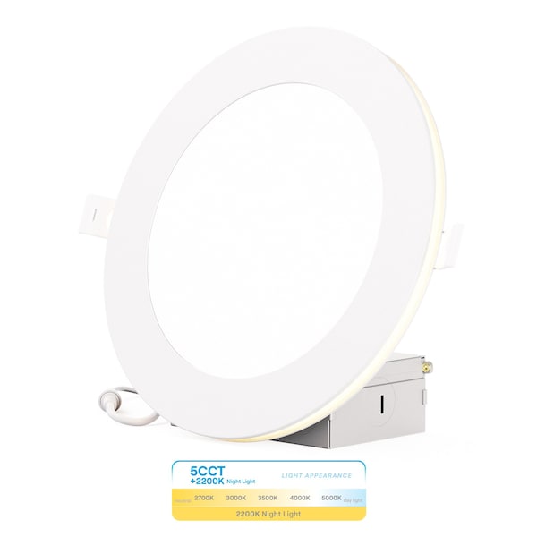 Infibrite 6 In Slim Recessed LED with Night Light 5CCT Selectable White 12 Watt 1050LM Triac Dimmable IB-002-28-12W-WH - main