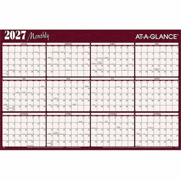 At-A-Glance Reversible Horizontal Erasable Wall Planner, 48 x 32, 12-Month (Jan to Dec): 2025 A152 - main