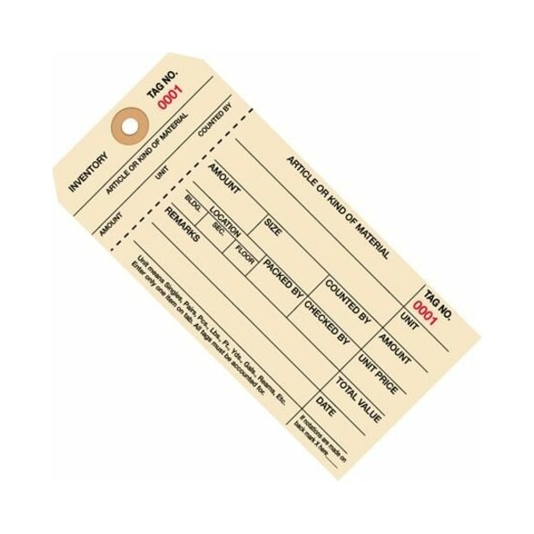 Box Packaging 1 Part Stub Style Inventory Tags, 5000-5999, #8, 6-1/4"L x 3-1/8"W, 1000/Pack G18061 - main