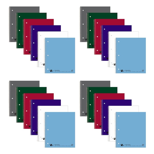 Winnable Case of 2 Subject Notebooks, 2 Pockets, 11"x9", 100 sht, Wirebound, Asstd. Covers, College Ruled, PK24 11085cs - main