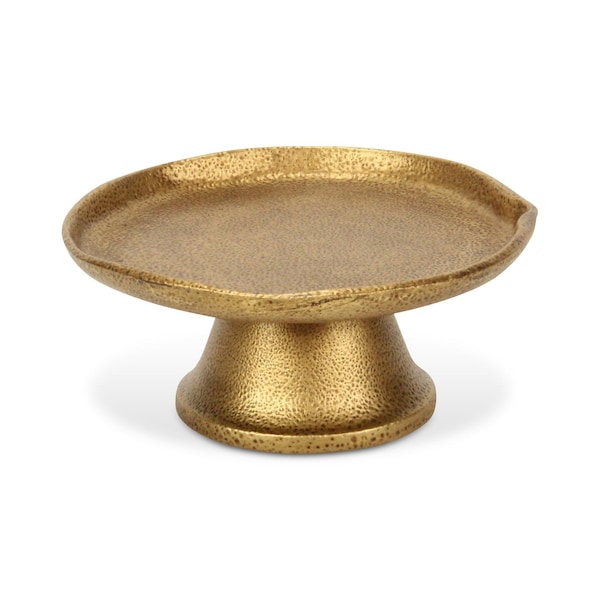 Homeroots 8in Gold Cast Iron Handmade Round Trinket Tray 634790 - main