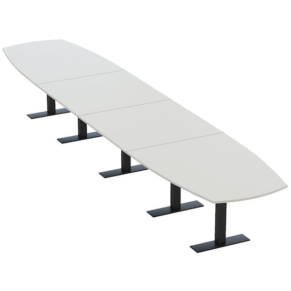 Skutchi Designs Arc Boat Conference Table With Power, 48 in W, 216 in L HAR-ABOT-48X216-T.BK-U779-NA - main