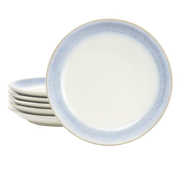 Martha Stewart Blue Rim 8.25 Inch 6 Piece Stoneware Salad Plate Set in Blue 123651.01 - main