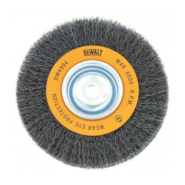 Dewalt 8" crimped bench wire wheel 5/8" abror, wide face, .014" wire DW4907 - main