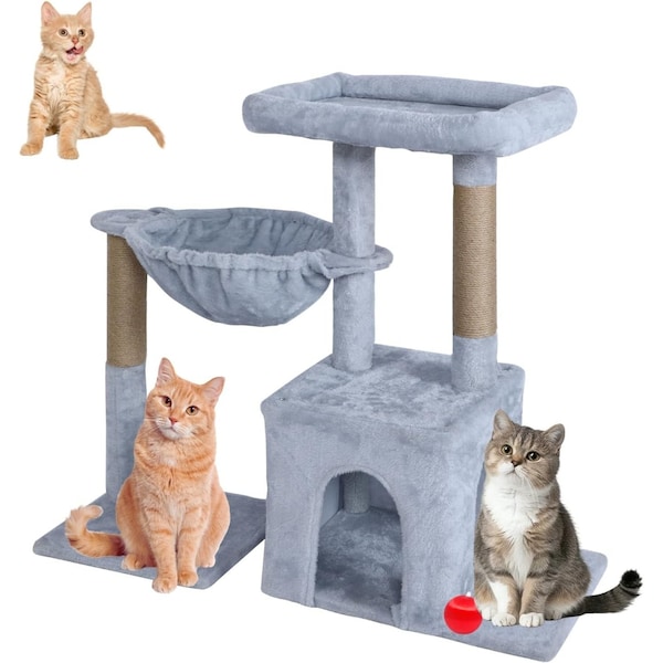 Simple Deluxe FluffyDream Cat Tree Tower for Indoor Cats, 29.5in Small Cat Post Scratcher with Hammock Perch, Scr 3A53PTTREESCRACH31G01 - main