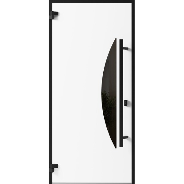 Vdomdoors Front Exterior Prehung Steel Door Ronex1077 Teak Entry Metal Modern Painted W36xH80 Right hand RONEX1077EXD-OAK-W36 x H80-RH-I - main