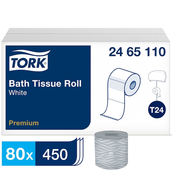 Tork Standard Core, 2 Ply, 450 Sheets, White, 80 PK 2465110 - main