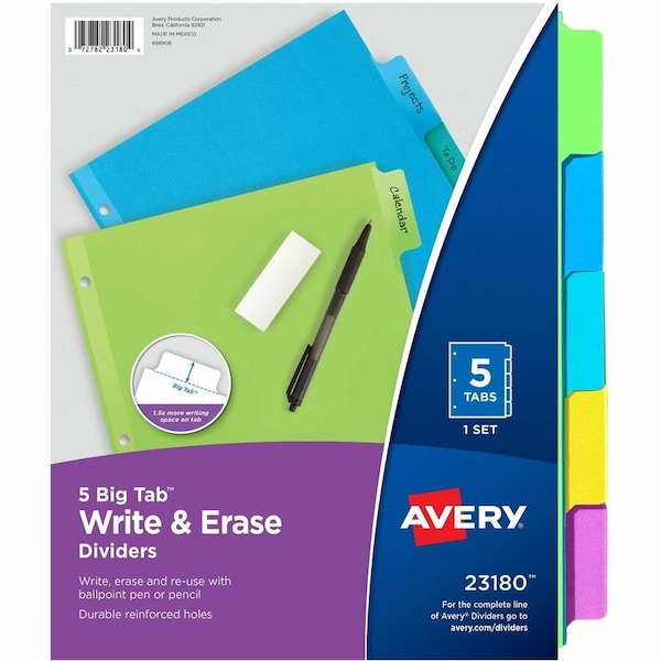 Avery Big Tab Write and Erase Dividers 23180 - main