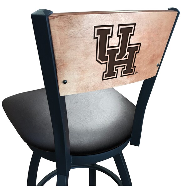 Holland Bar Stool Co 30" Blk Wrinkle Houston Swivel Bar Stool, Laser Engraved Back L03830BWMedMplAHoustonBlkVinyl - main