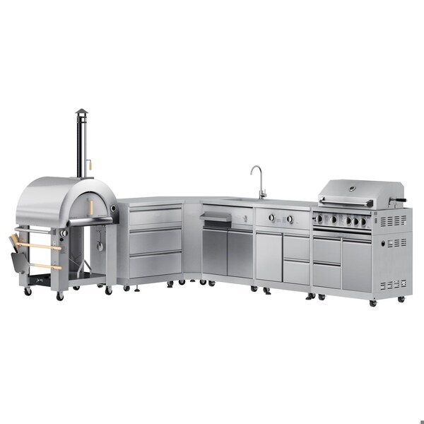 Koolmore Dual Fuel Pizza Oven, 3 Drawer Cabinet, Corner Cabinet, Sink, Side Burner, BBQ Grill and Cabinet KM-OKSKIT-CONFIG111 - main