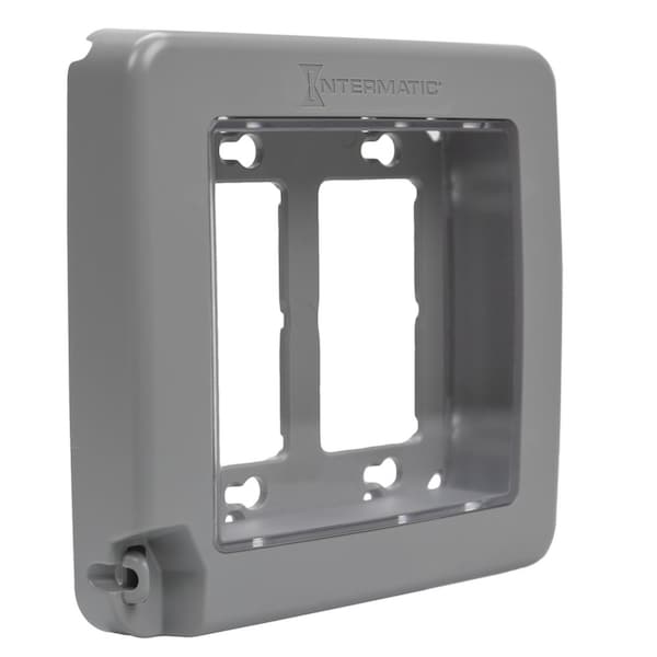 Intermatic Low-Profile Plastic In-Use Weatherproof Cover, Double-Gang, Vrt, Gray WP6200G - main