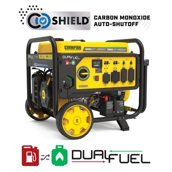 Champion Power Equipment Portable Generator, Gasoline/Propane, Electric, Recoil Start, 120/240V AC 201508 - main