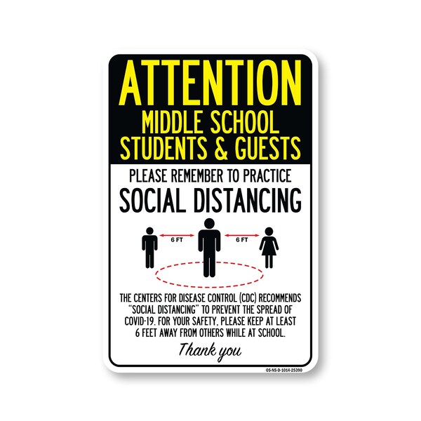 Signmission PSA, Middles School Students And Guests Social Distancing, 14in X 10in Decal, OS-NS-D-1014-25390 OS-NS-D-1014-25390 - main