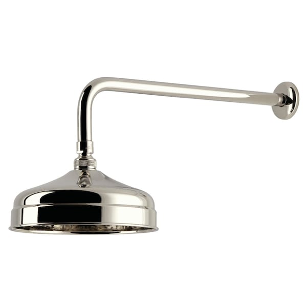 Kingston Brass 8" Round Raindrop Brass Shower Head with 17" Shower Arm, Polished Nickel K124K16 - main