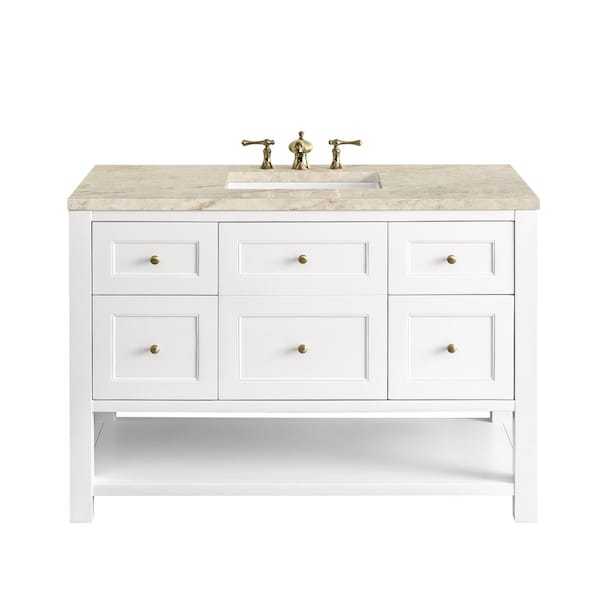 James Martin Vanities Breckenridge 48" Single Vanity, Bright White, w/ 3 CM Tajnar Eclos Top w/FreePower Wireless Charger 330-V48-BW-FTJR - main