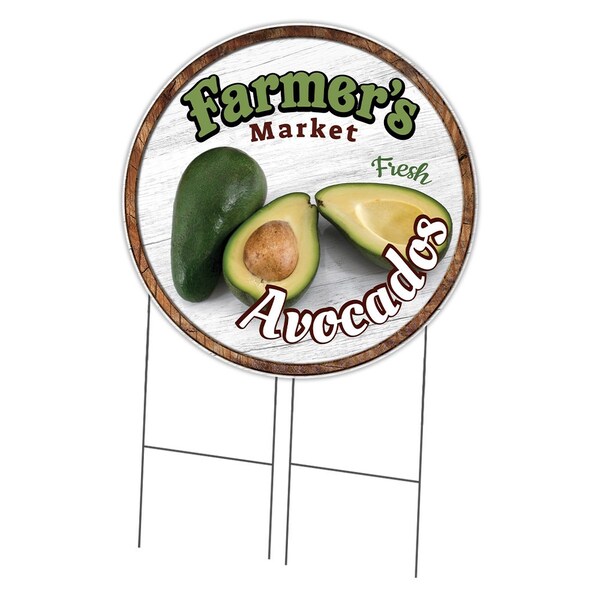 Signmission Farmers Market Avocados Double Sided Corrugated Plastic Circle Yard Sign, C-36-CIR-DS-WS-Avocados C-36-CIR-DS-WS-Avocados - main