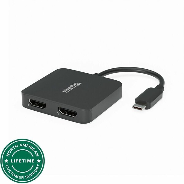 Plugable Technologies PLUGABLE USB C TO HDMI ADAPTER FOR DUAL MONITORS, 4K 60HZ USB C HUB FOR WINDOWS USBC-MSTH2 - main