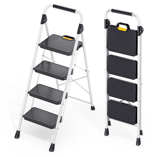 Wrightmaster 4.1 ft. Metal Lightweight Step Ladder, 9 ft. Reach, with Safety Lock Design 800 lbs. Load Capacity ZOR-WK24-4-W-DF - main