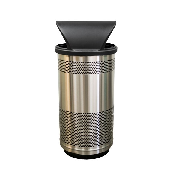 Witt Industries Outdoor Stainless Steel Perforated Receptacle with Hood Top SC35P-01-SS-HT - main