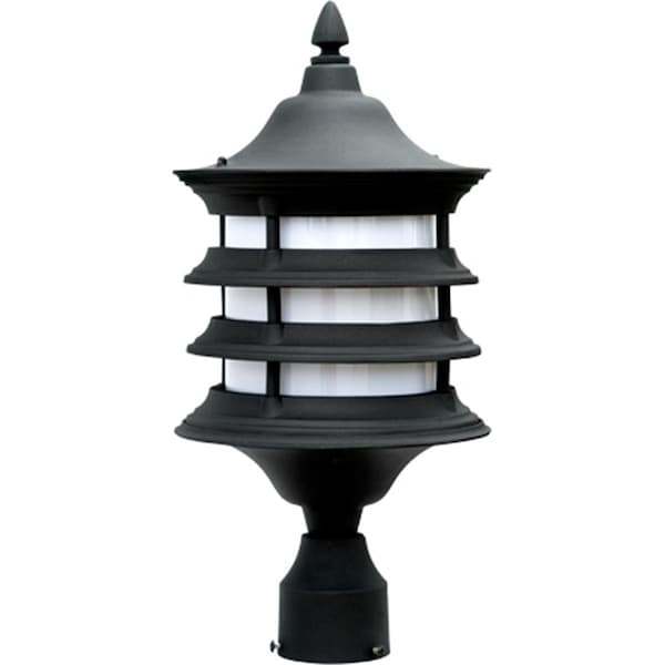 Intense Powder Coated Cast Aluminum Post Top Light Fixture, Black - 18.38 x 9.25 x 9.25 in. IN2930943 - main