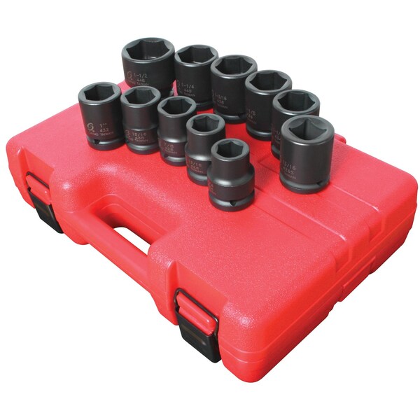 Sunex 3/4 in Drive Sae 6 Point Standard & 4 Point Square Budd Wheel 11-Piece Impact Socket Set 4682 - main