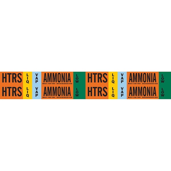 Brady HTRS LIQVAP AMMONIA LOW Pipe Marker, 1.125in H x 7in W, Card of 4 Each, 4PK 145909 - main
