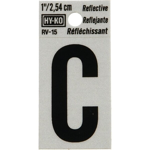 Hy-Ko Reflective Letter, Character: C, 1 in H Character, Black Character, Silver Background, Vinyl RV-15/C - main
