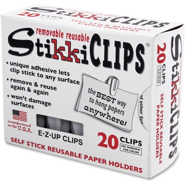 Advantus STIKKICLIPS, 40 SHEETS, WHITE, 20/PACK 01220 - main