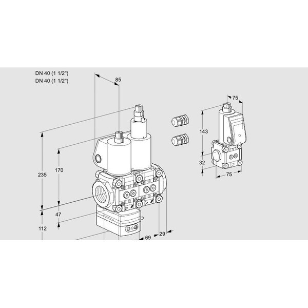 Honeywell Kromschroder VLV, SOLND, W PLIOT GAS VLV VAS, RP1 1/2, KR KS88104455 - main