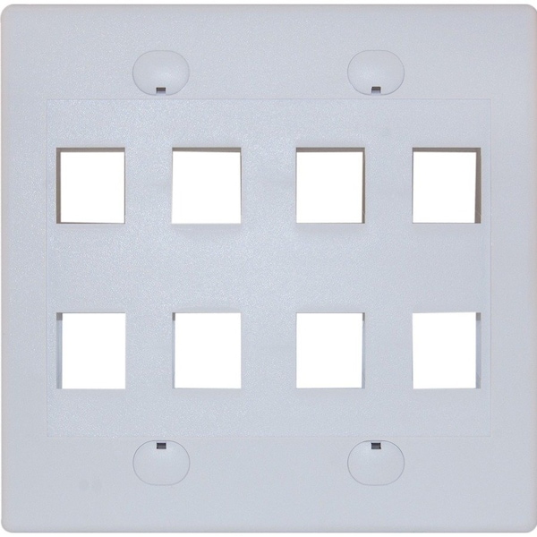 Cable Wholesale Keystone Wall Plate, White, 8 Port, Dual Gang 301-8K-W - main