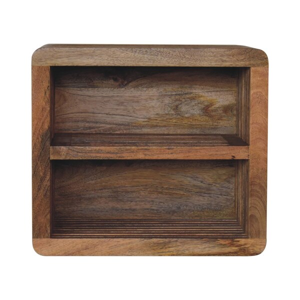 Homeroots 18" Brown Solid Wood Carved Geometric Floating Nightstand 653839 - main