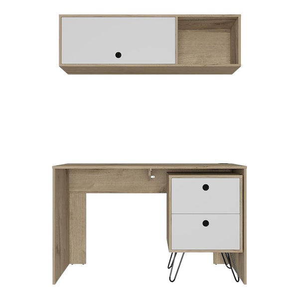 Homeroots 47" Brown Computer Desk With Two Drawers 403784 - main
