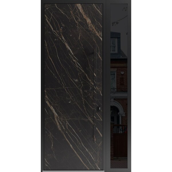 Vdomdoors Steel Door Dekton 0118 Natural Noir 96”/ Side Exterior Window Sidelite Entry Door Painted W36+14x DEKTON0118EXD-NOIR-W36+14xH96-LH-I - main