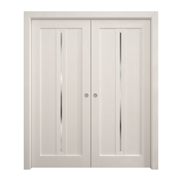 Sartodoors Sliding French Double Pocket Doors 36 x 80 inches, Ego 5014 Painted White Oak, Kit Rail Hardware , EGO5014DP-PWO-36 - main