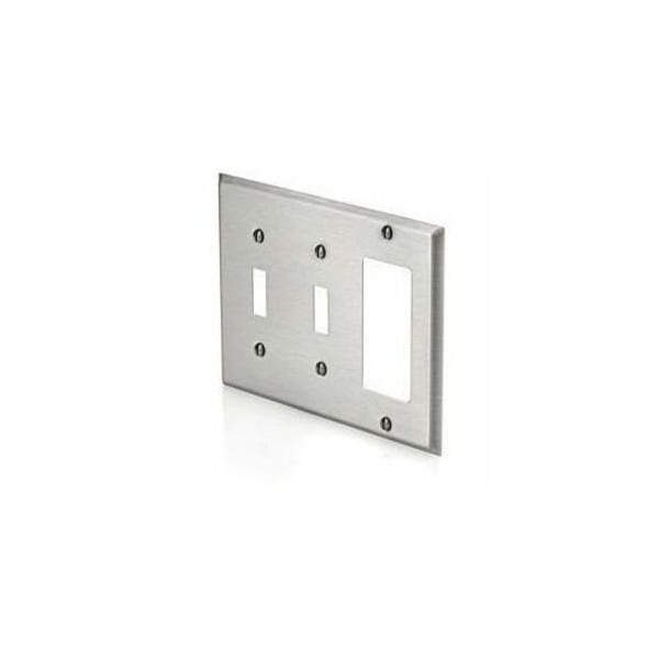Leviton Combination Wallplate, Standard Size, Gang 3, Brushed Stainless Steel 84421-40 - main