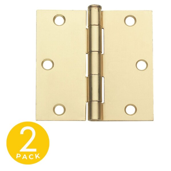 Global Door Controls 3 in. x 3 in. Satin Nickel Full Mortise Square Corner Door Hinge with Removable Pin - Pack of 2 CP3030-US4-M - main