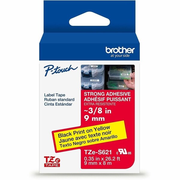 Brother Label/Ribbon Cartridge, Yellow, 3/8 in W TZES621G - main