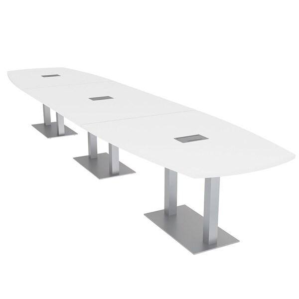 Skutchi Designs Arc Rectangle Meeting Room Table, 45 in W, 192 in L, White HAR-AREC-48X192-DOU-W960-ESIL - main